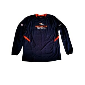 Broncos NFL long sleeve Men's shirt Blue Orange white size M, PIT TO PIT 23 IN